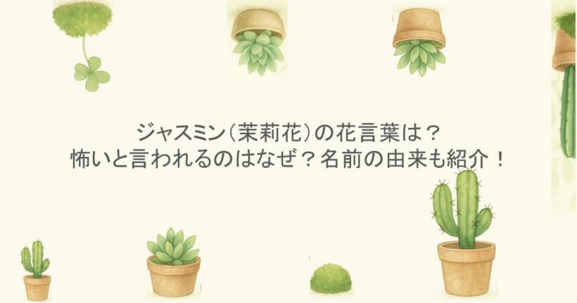 ジャスミン(茉莉花)の花言葉は?怖いと言われるのはなぜ?名前の由来も紹介!
